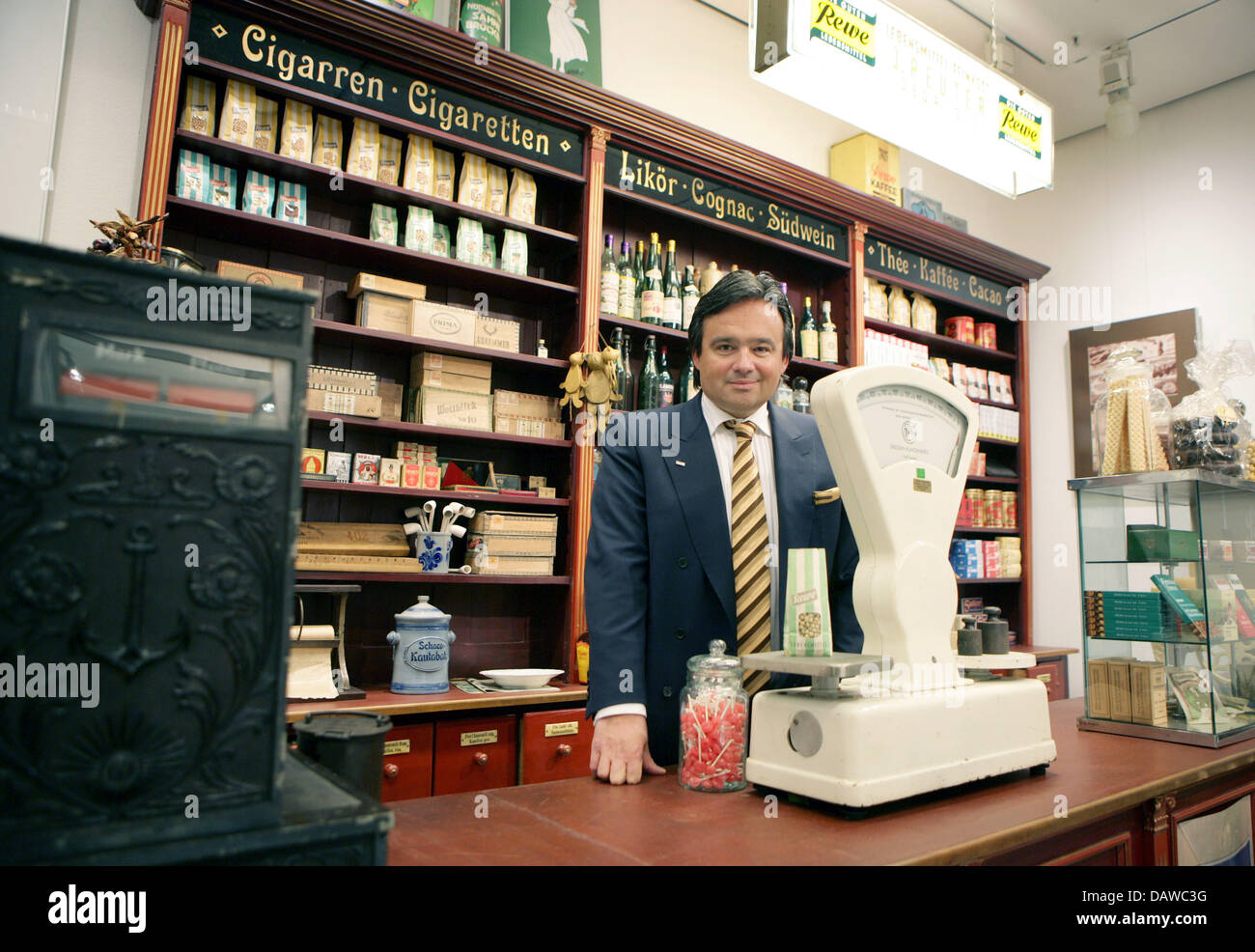 Alain Gasparros, CEO of REWE Group, pictured in a historic shop after his  company's balance press conference in Cologne, Germany, Monday, 26 March  2007. The REWE Group booked a plus in turnovers