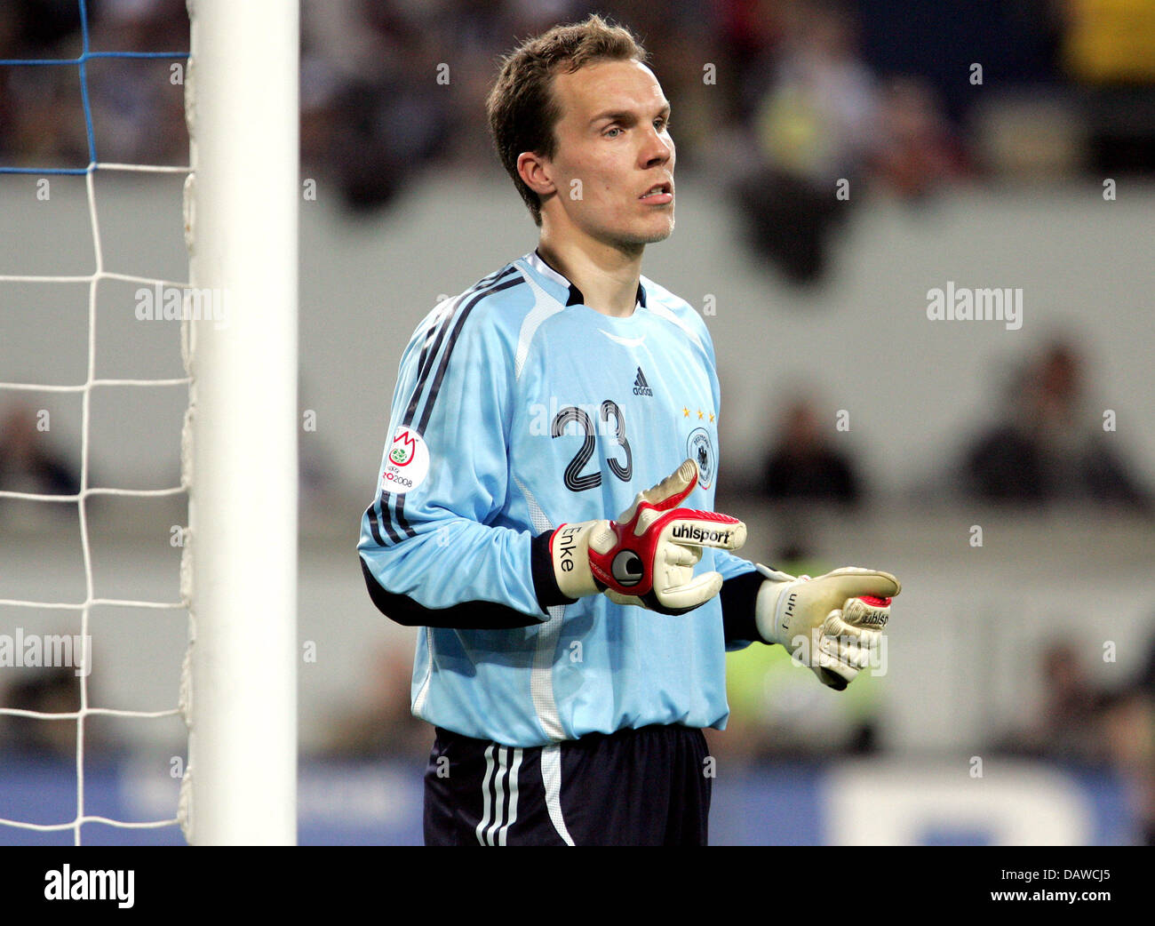 German national team goalkeeper Robert Enke is pictured during the international friendly against Denmark at the MSV-Arena stadium in Duisburg, Germany, Wednesday, 28 March 2007. Photo: Rolf Vennenbernd Stock Photo
