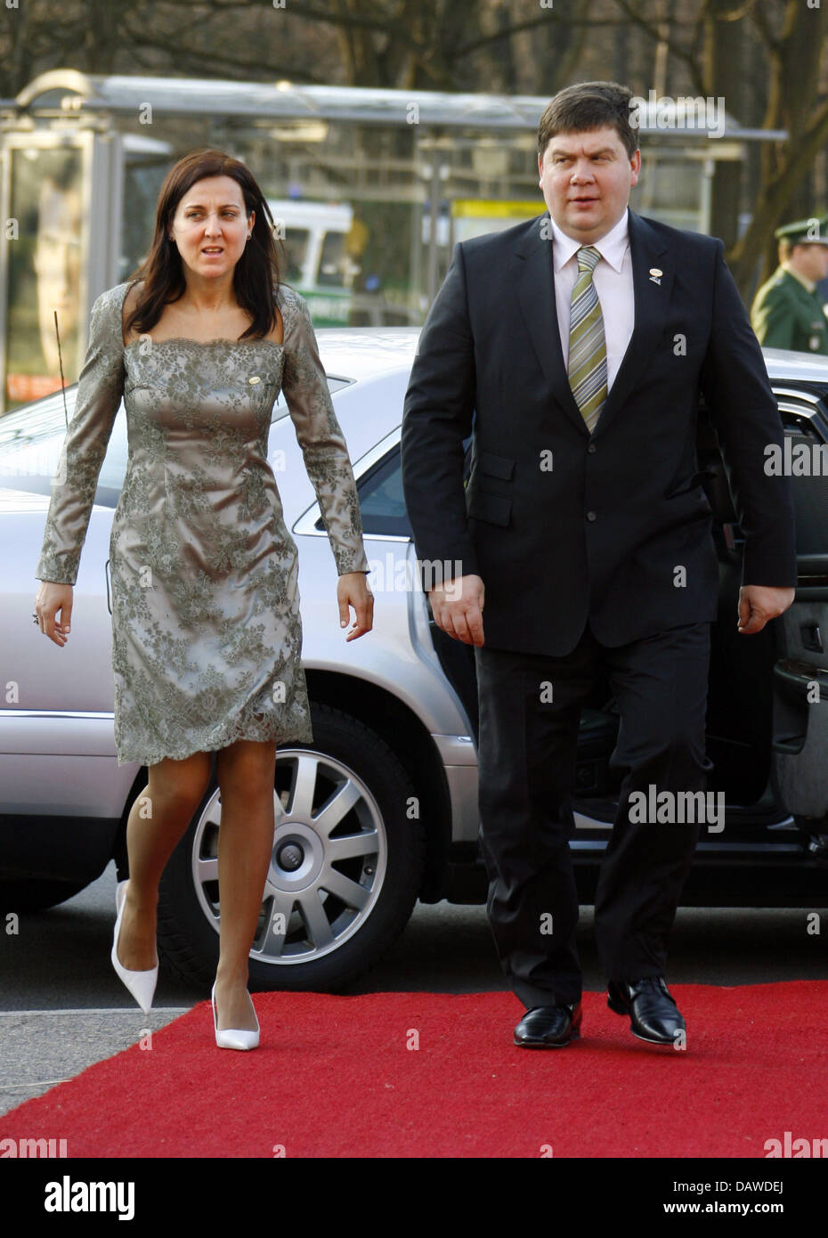 The Latvian Prime Minister Aigars Kalvitis and his wife Kristine Kalvite arrive at a celebration on the occasion of the 50th anniversary of the Treaty of Rome in Berlin, 24 March 2007. Photo: Johannes Eisele Stock Photo