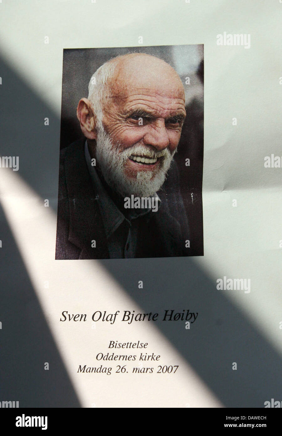 The obituary notice for Sven O. Hoiby, father of Crown Princess Mette