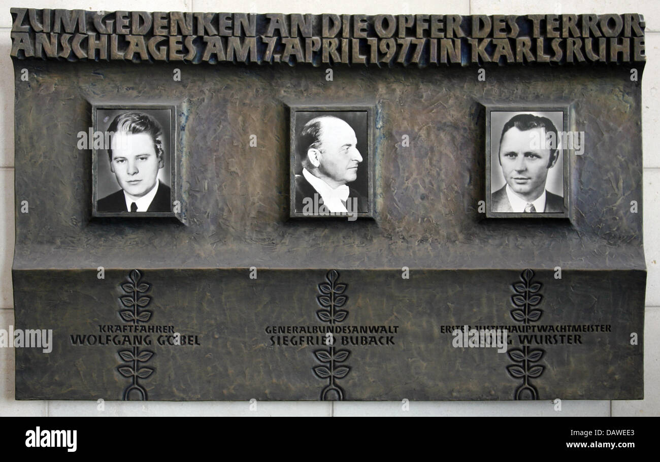 Buback The picture shows memorial plaques of murdered generall attorney ...