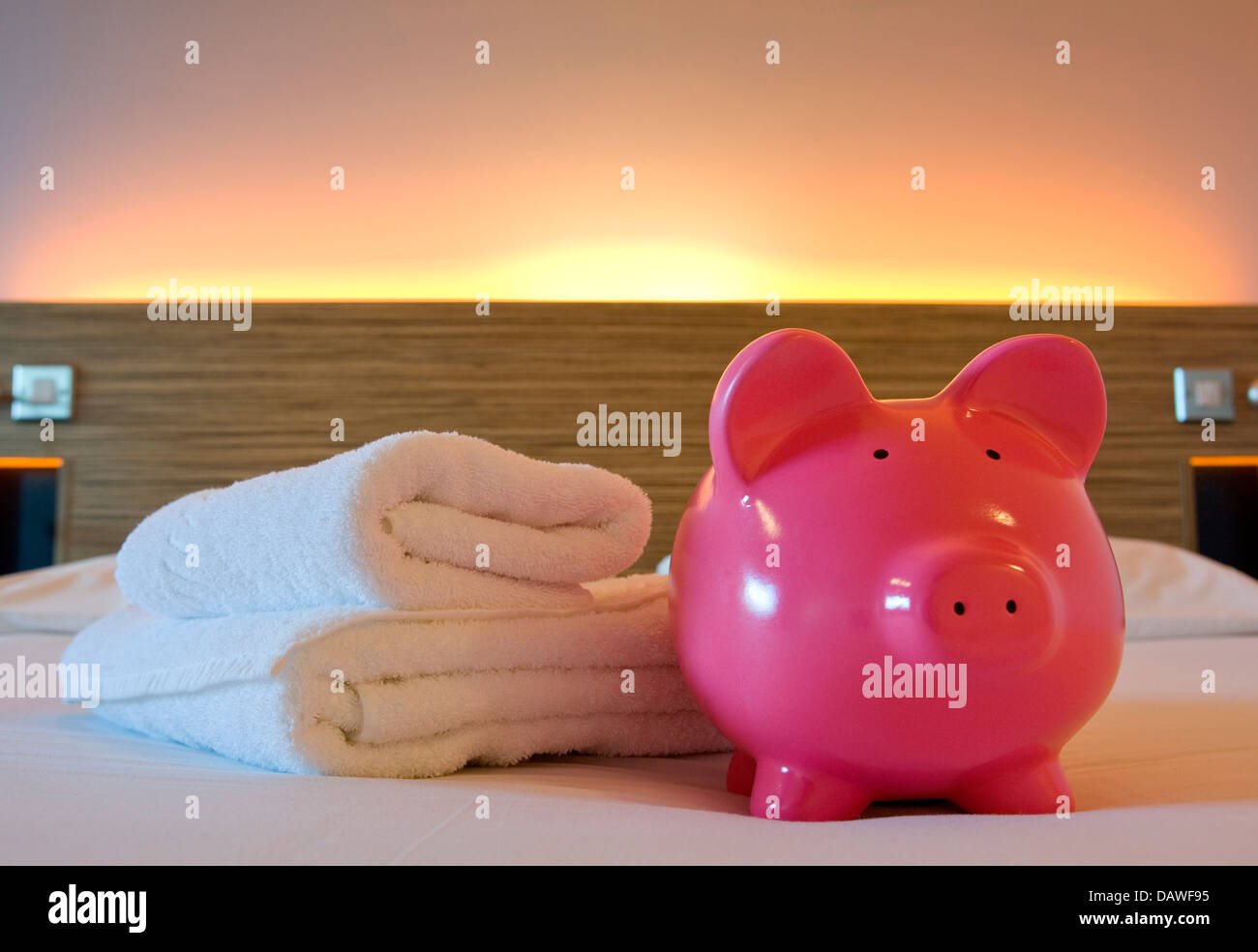 saving money traveling piggy bank Stock Photo