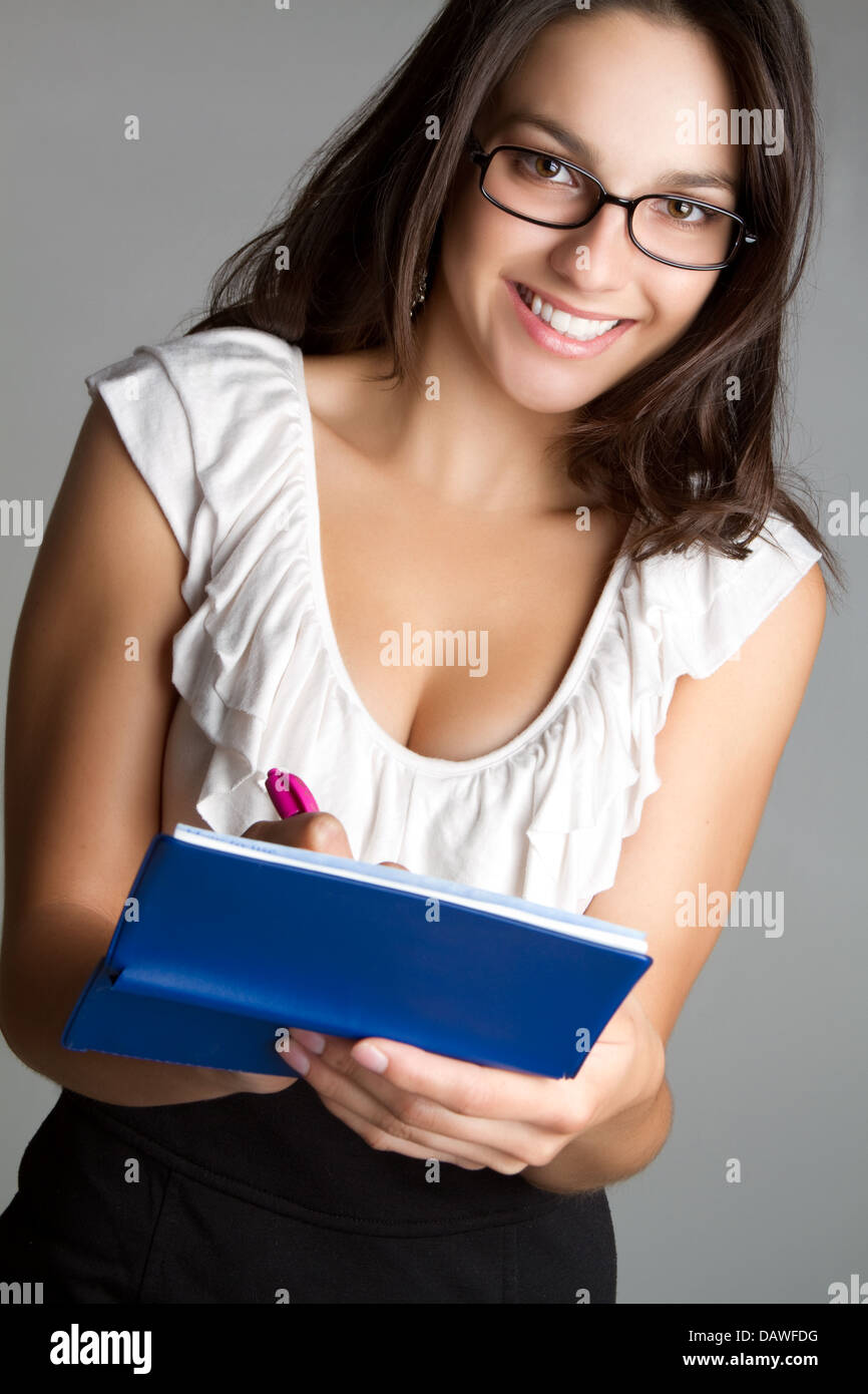 Woman Writecheck Businesswoman Writing Check Stock Photo - Alamy