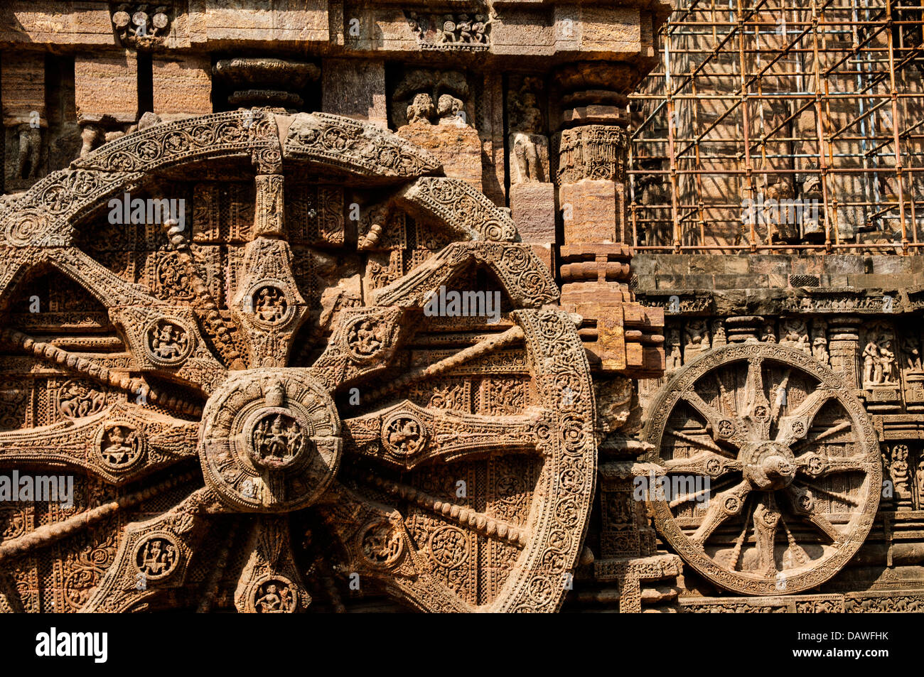 wheels up close at the sun temple in konark, orissa, india Stock Photo