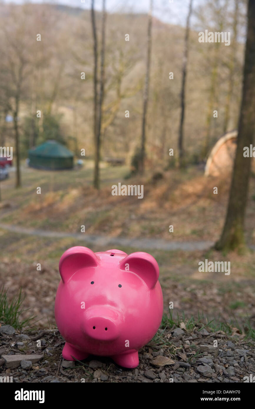 Saving money by camping Stock Photo