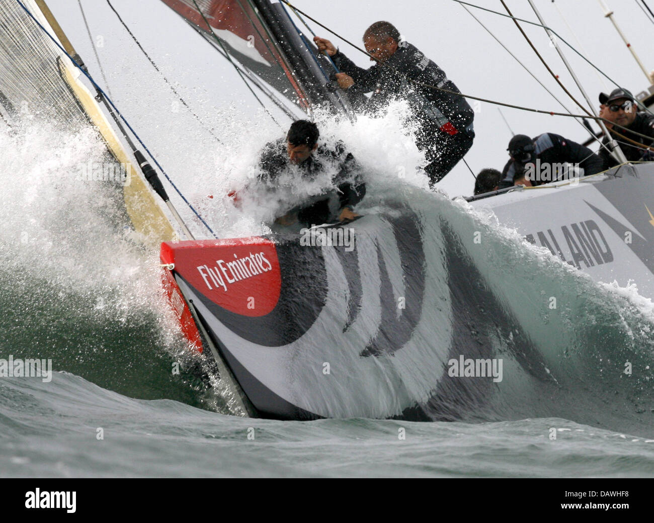 Emirates Team New Zealand shown in action during the Flight 7 race