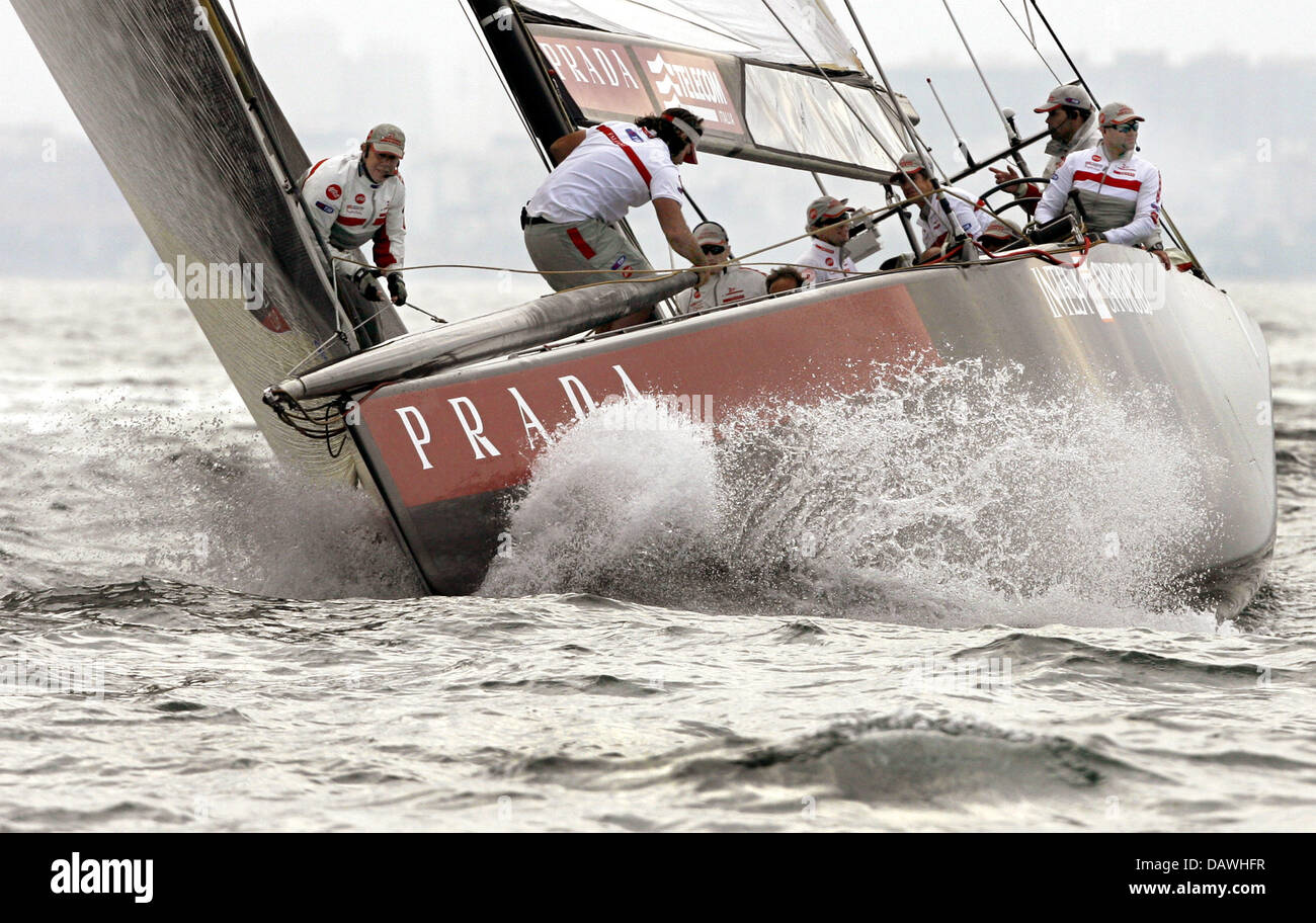The Italian yacht of Team Luna Rossa shown in action during the