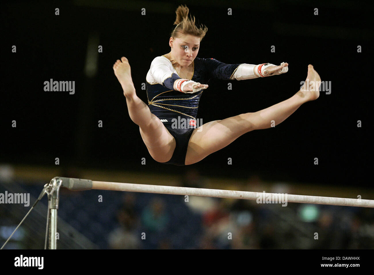 Dutch gymnast Stephanie Tijmes demonstrates an exercise on the