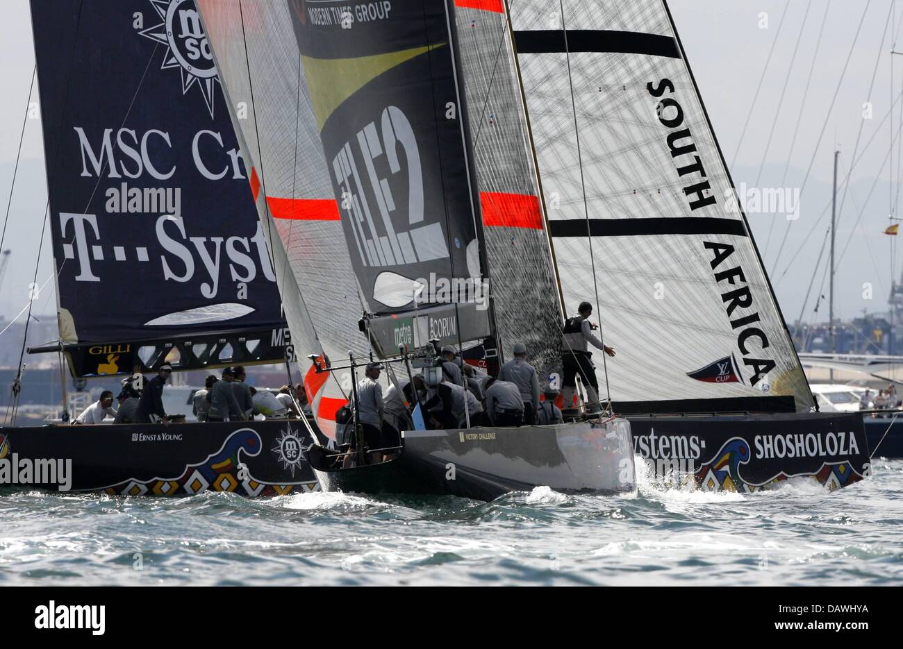South African yacht Shosholoza is pictured during the Flight 1 race of