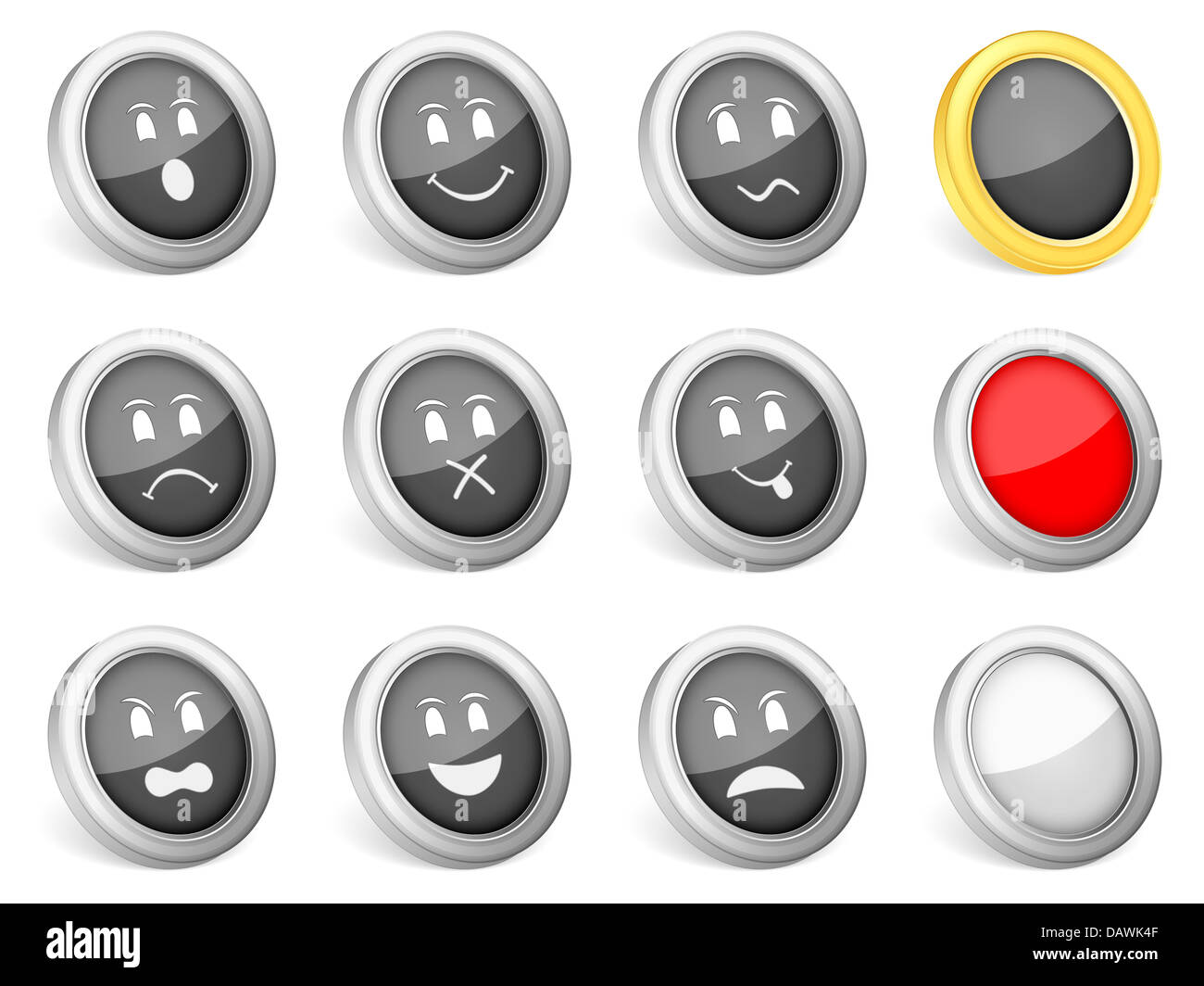 3d icons emoticons on white background. Vector illustration Stock Photo ...