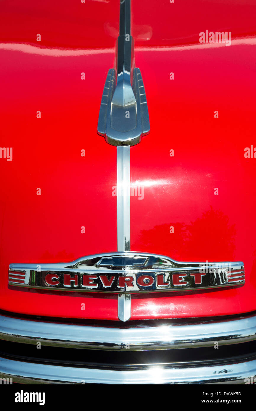 1950s Chevrolet 3100 pickup hood abstract Stock Photo