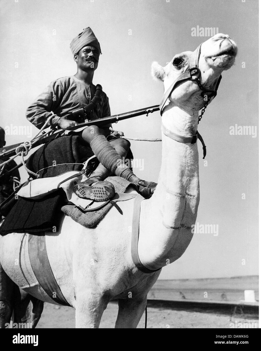 geography / travel, Egypt, people, desert patrol on camel between Suez and Cairo, circa 1950s, Additional-Rights-Clearences-Not Available Stock Photo