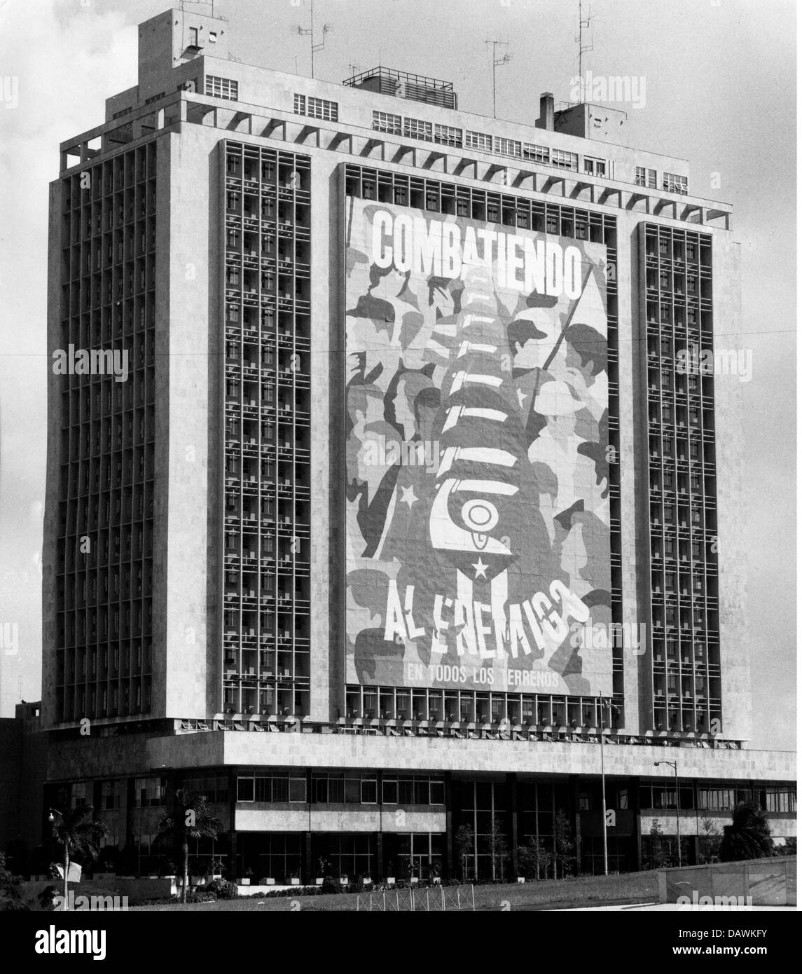 geography / travel, Cuba, Havana, buildings, military headquarters with political poster (CDR), August 1971, Additional-Rights-Clearences-Not Available Stock Photo