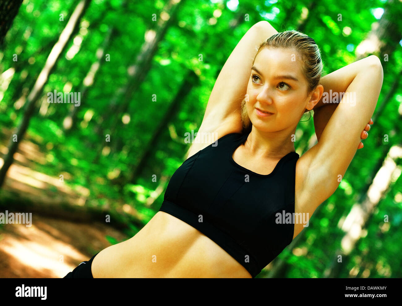 Blonde Woman Exercising Stock Photo - Alamy