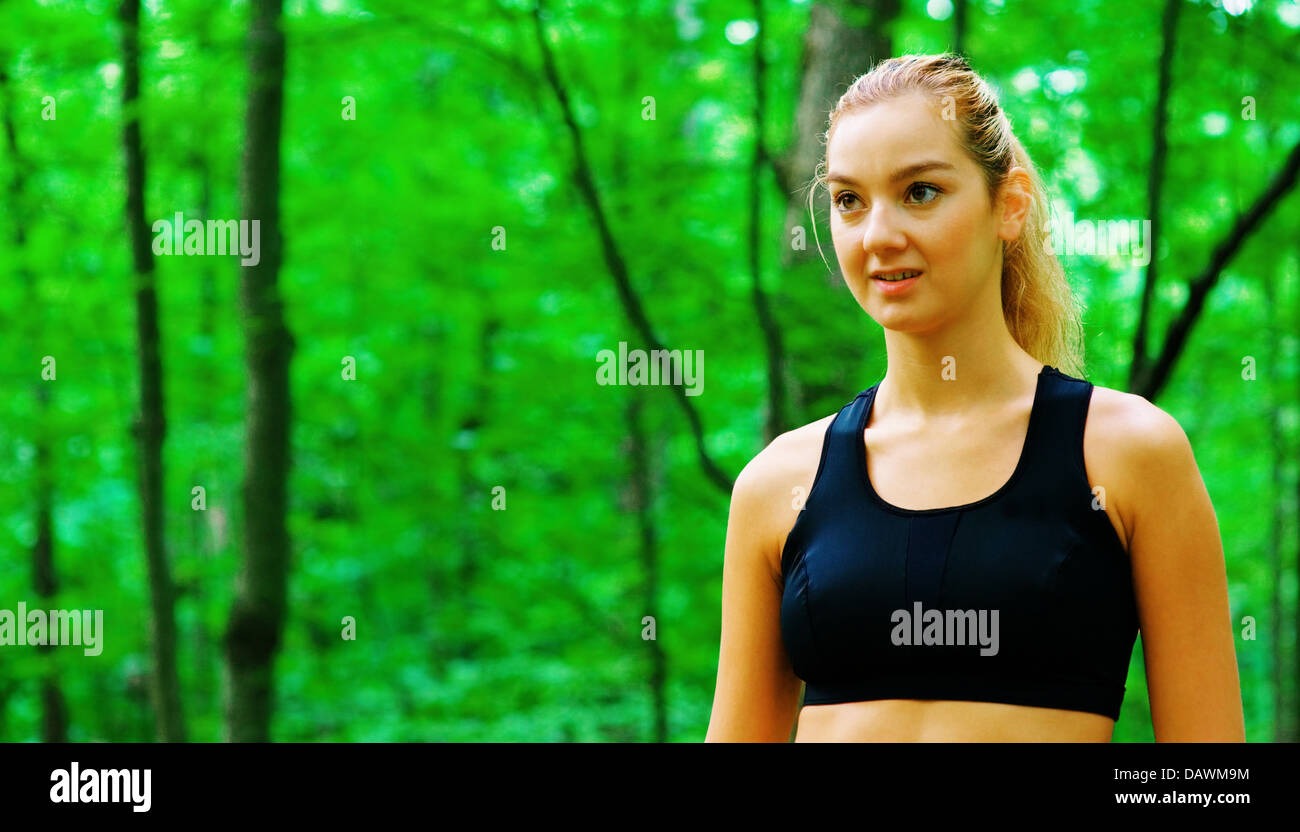 Blonde Woman Exercising Stock Photo - Alamy
