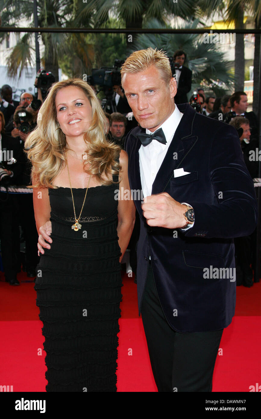 Swedish actor and director Dolph Lundgren and his wife Anette arrive at the world premiere of 'Ocean's Thirteen' at the Palais during the 60th 'Cannes Film Festival' in Cannes, France, 24 May 2007. Photo: Hubert Boesl Stock Photo