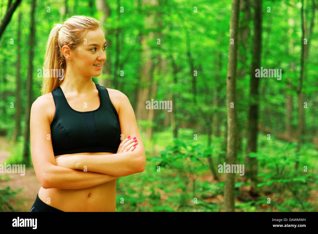 Blonde Woman Exercising Stock Photo - Alamy