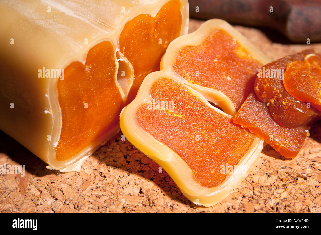 Avgotaraho- dried mullet roe ( botargo,  bottarga, botarga, potargue, butarga) Stock Photo