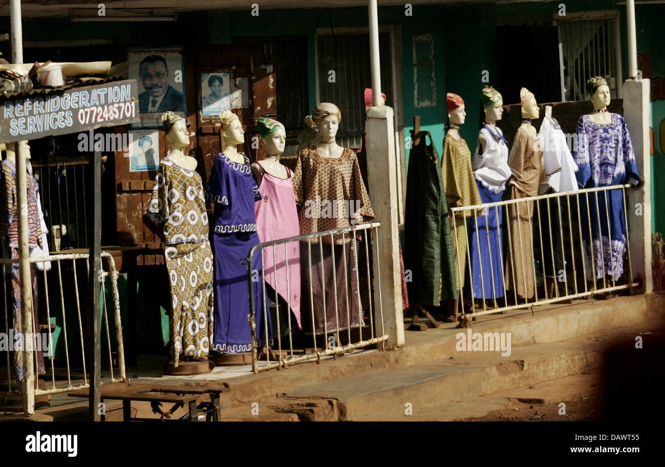 Ladies' fashion for sale in Kampala, Uganda, 07 May 2007. Relief organisation World Vision invited journalists to confront them with an insight view on the relief projects. Photo: Frank May Stock Photo