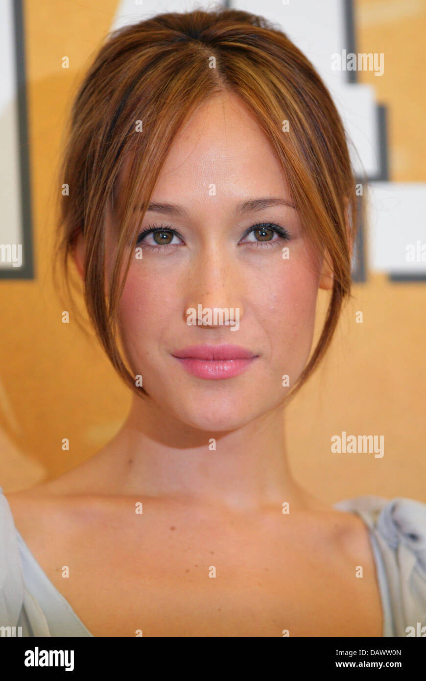 US actress Maggie Q poses at the photo call for the upcoming premiere of her new film 'Stirb langsam 4.0'  ('Live Free or Die Hard') in Berlin, 18 June 2007. The film will be shown in German cinemas from 27th June 2007 onwards. Photo: Johannes Eisele Stock Photo