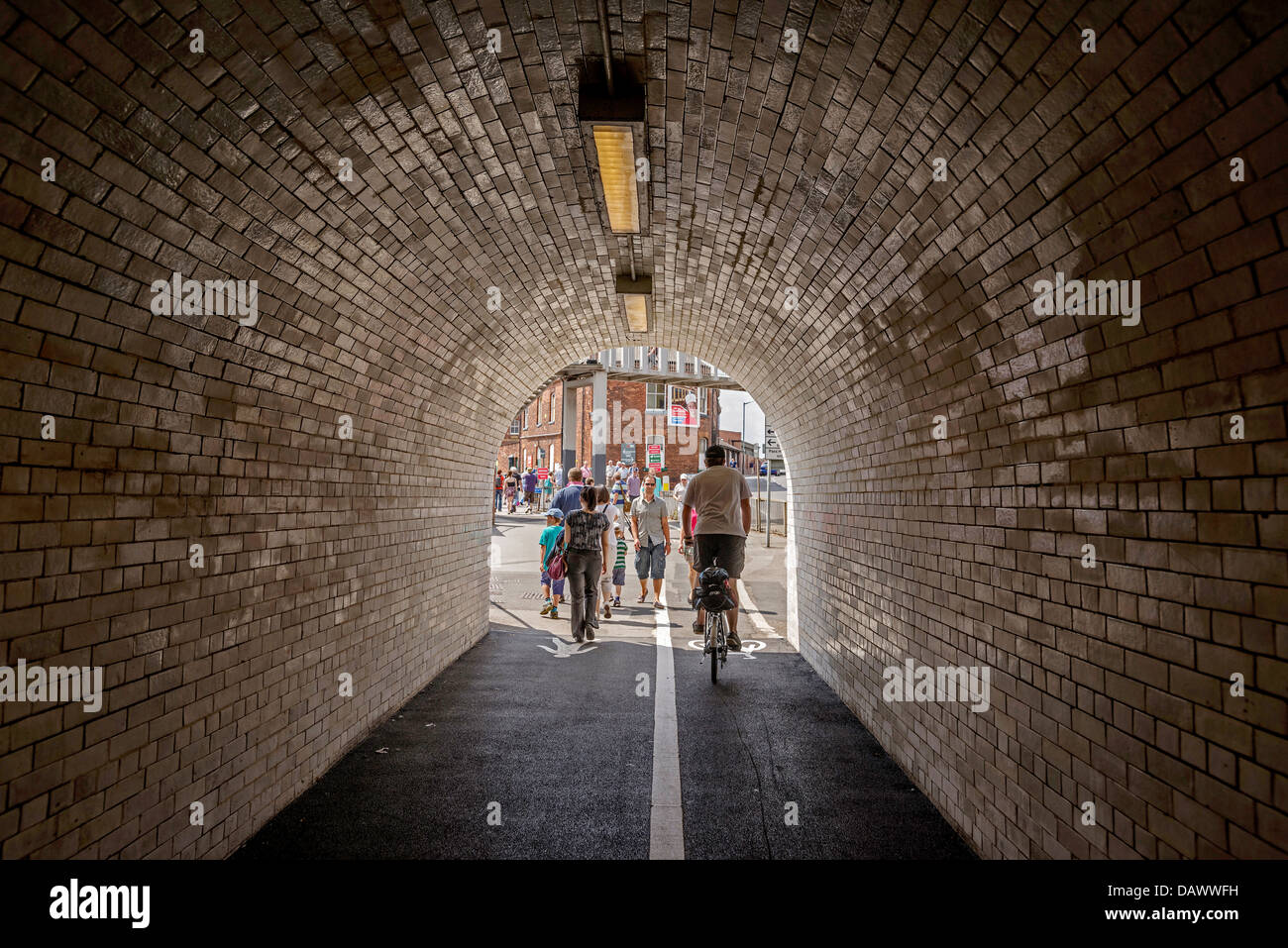 Tiled pedestrian tunnel in the centre of York North Yorkshire. Stock Photo