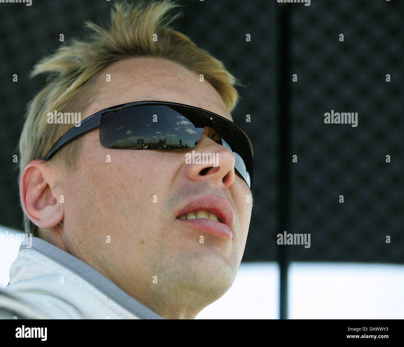 British racedriver Mika Haekkinen of Lareus AMG Mercedes  pictured prior to the second run of the German Touring Car Championship (DTM) in Oschersleben, Germany, 6 May 2007. Photo: Jens Wolf Stock Photo
