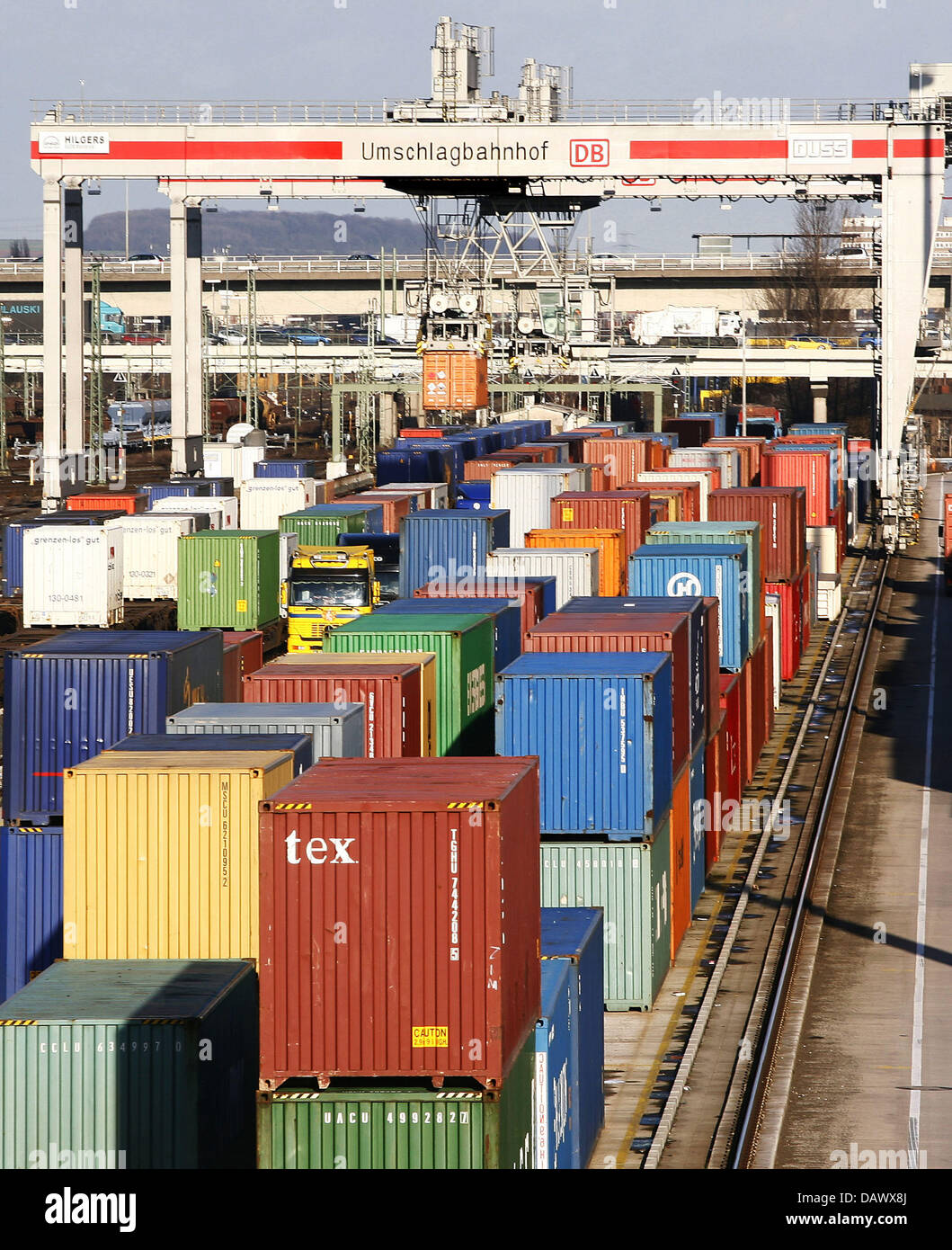 German Container Train Freight containers are pictured at a handling station of the Deutsche ...