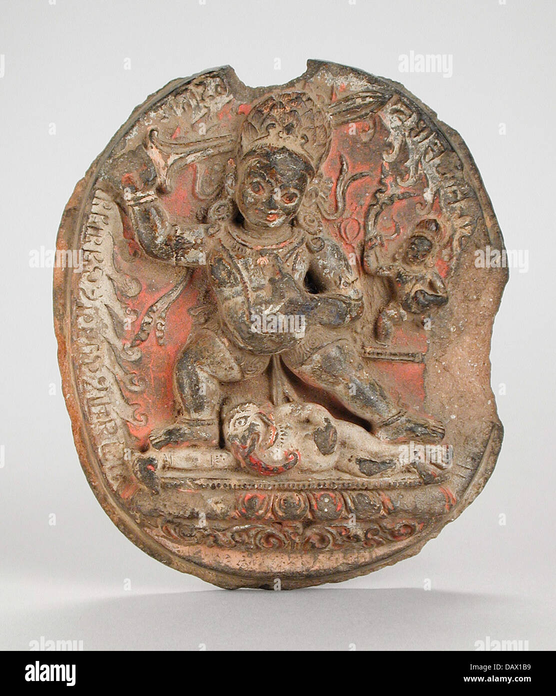 Buddhist votive tablet with vighnantaka hires stock photography and
