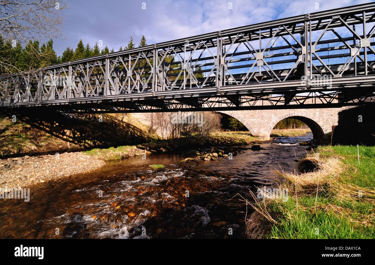 The River Don as it flows from Cockbridge to Corgarff, in Aberdeenshire, Scotland Stock Photo
