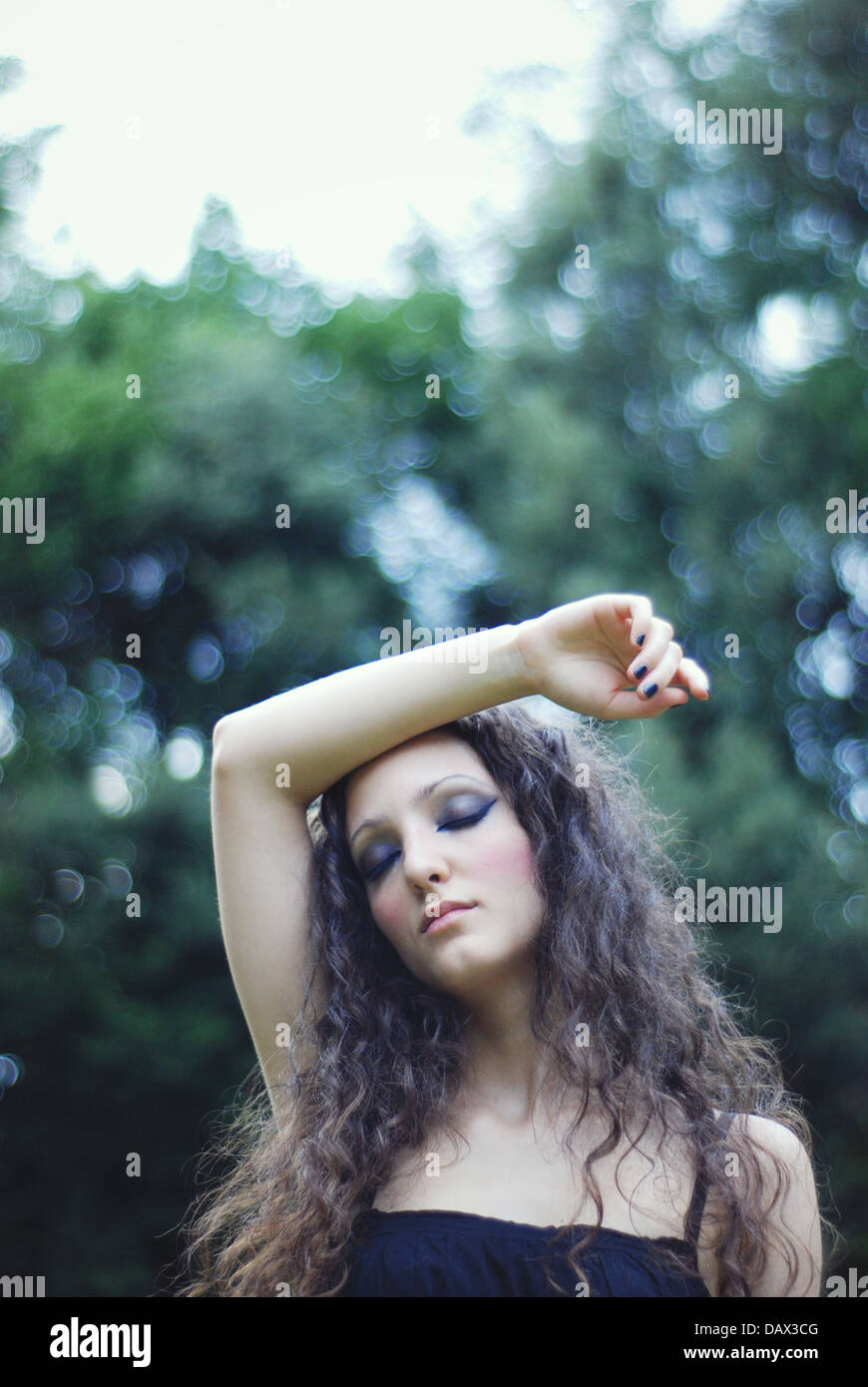 beautiful girl with closed eyes Stock Photo - Alamy