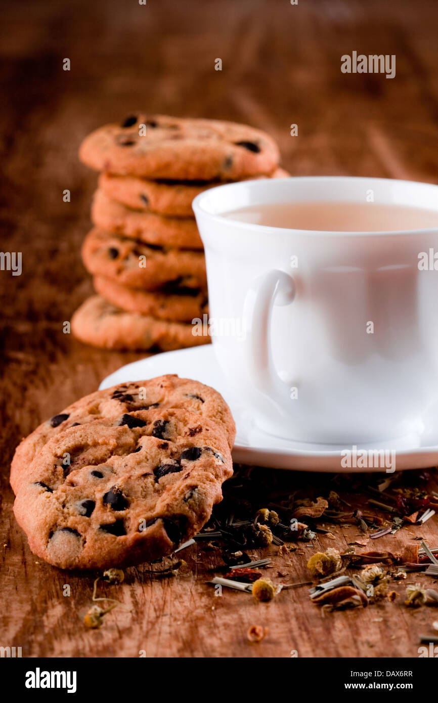 cup of herbal tea and some fresh cookies Stock Photo - Alamy