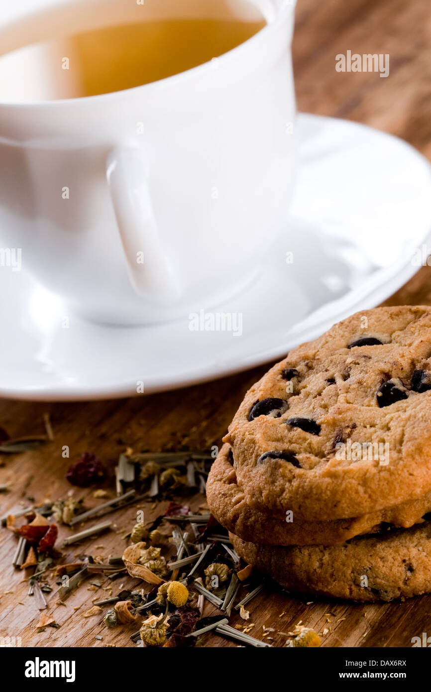 cup of herbal tea and some fresh cookies Stock Photo - Alamy