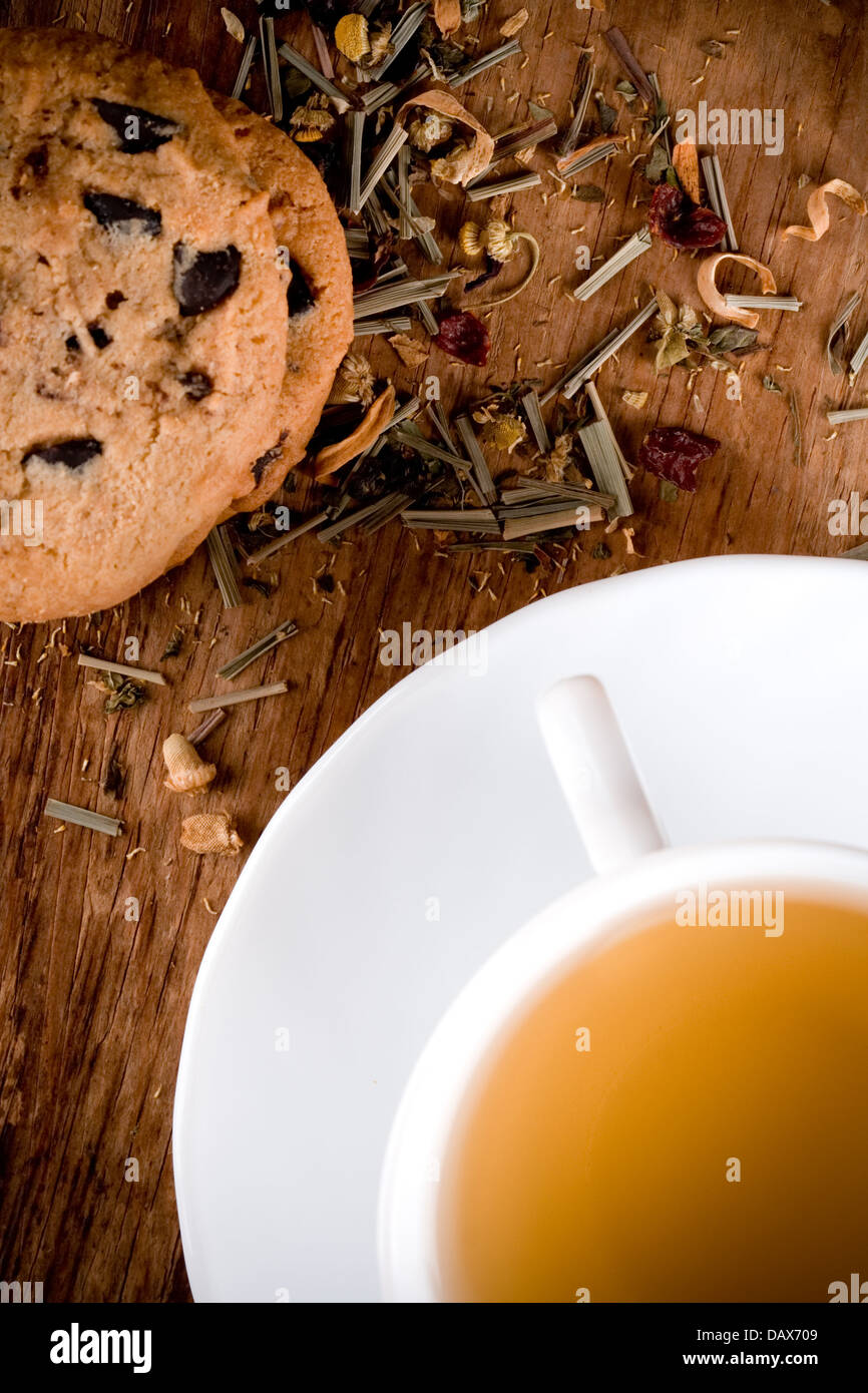 cup of herbal tea and some fresh cookies Stock Photo - Alamy