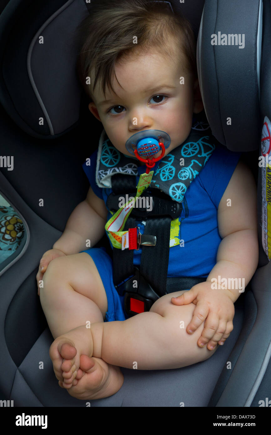baby boy in car seat Stock Photo Alamy