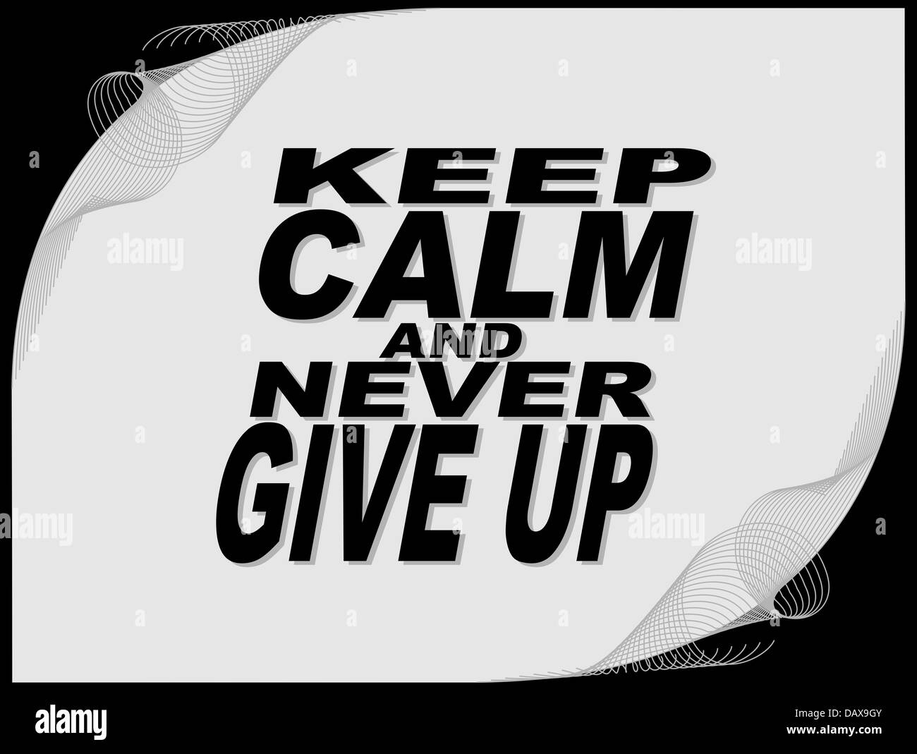 Poster or wallpaper with an inspiring phrase: Keep calm and never give up Stock Photo - Alamy Poster or wallpaper with an inspiring phrase: Keep calm and never give up Stock Photo - Alamy