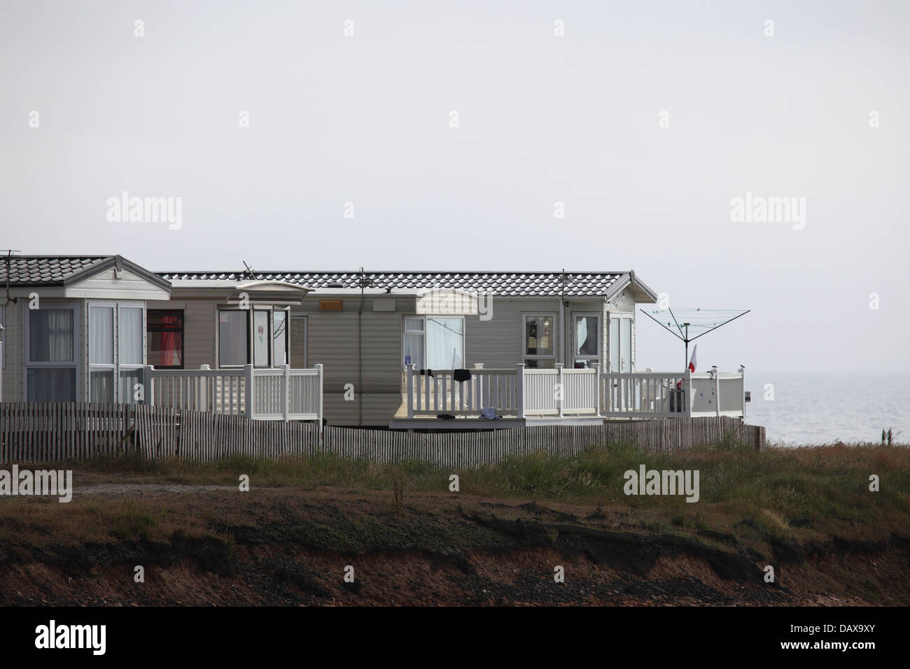 Caravans at Newbiggin-by-the-Sea in Northumberland, England. Stock Photo