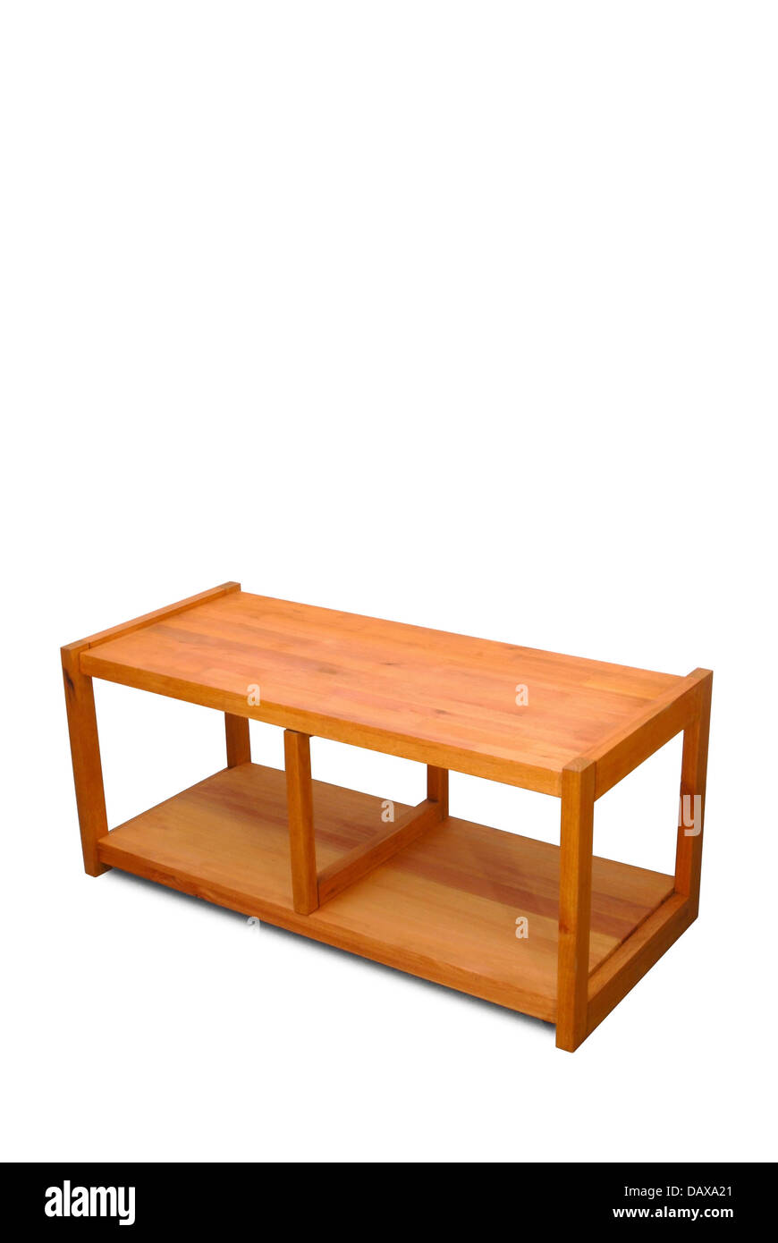 Wooden TV rack isolated over white Stock Photo Alamy