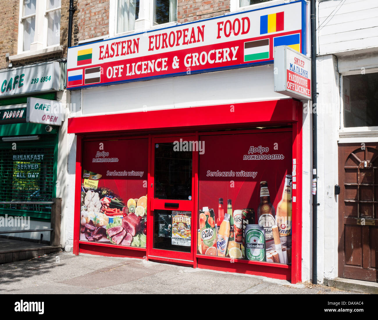 Eastern European food shop in south London Stock Photo