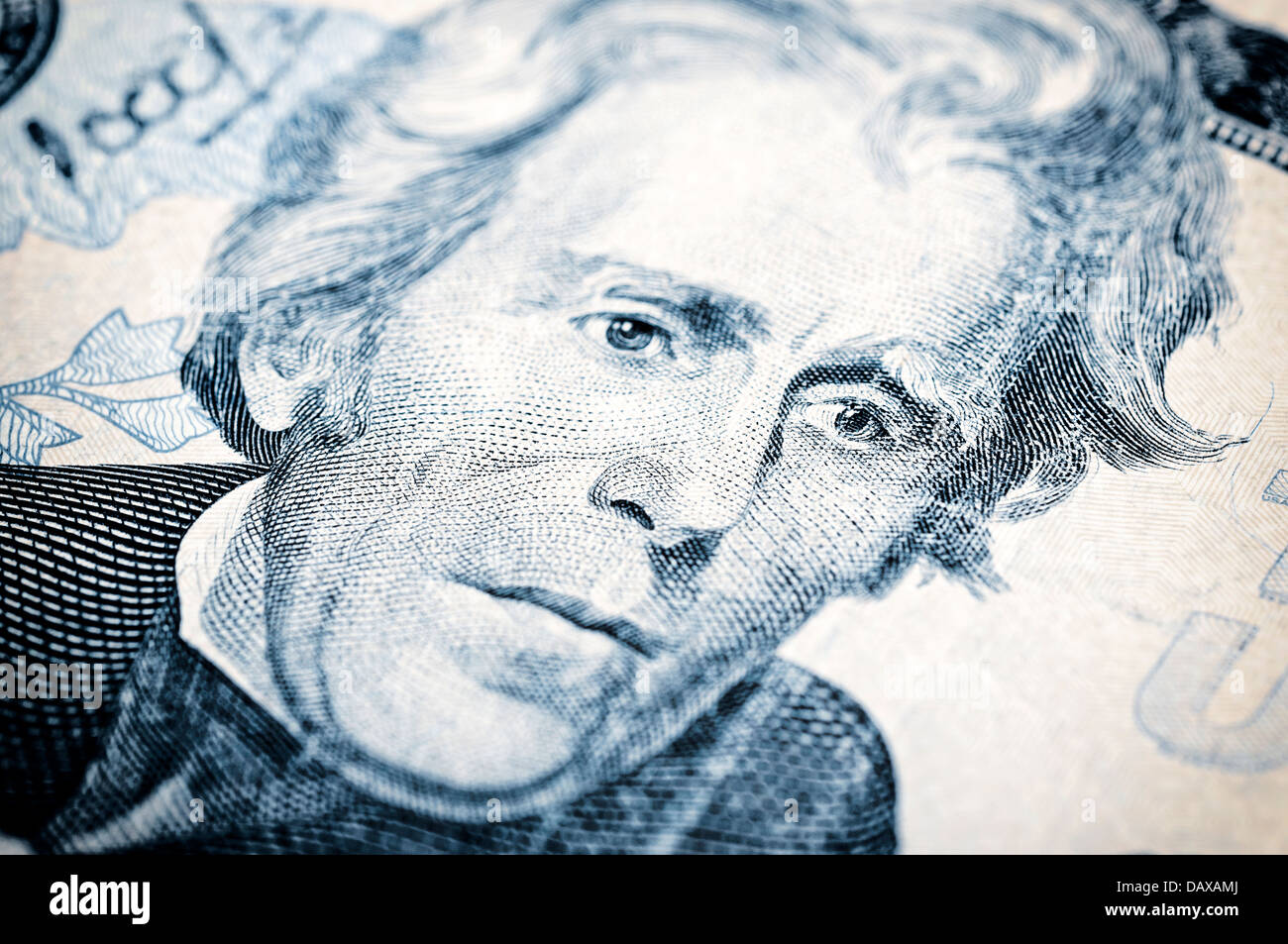 Portrait of Andrew Jackson on the twenty dollar bill Stock Photo Alamy