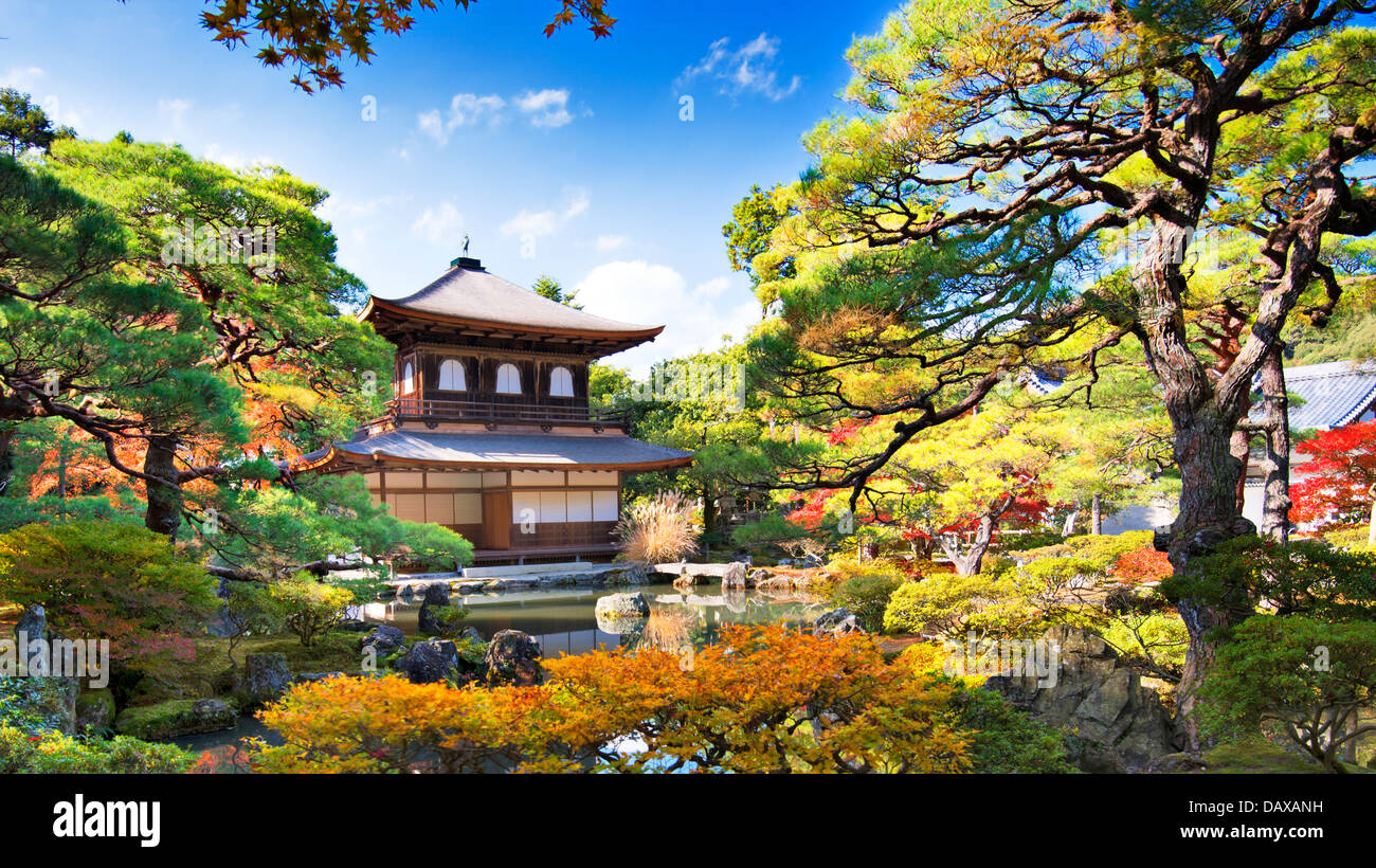 Ginkaku-ji Temple in Kyoto, Japan during the fall season. Stock Photo