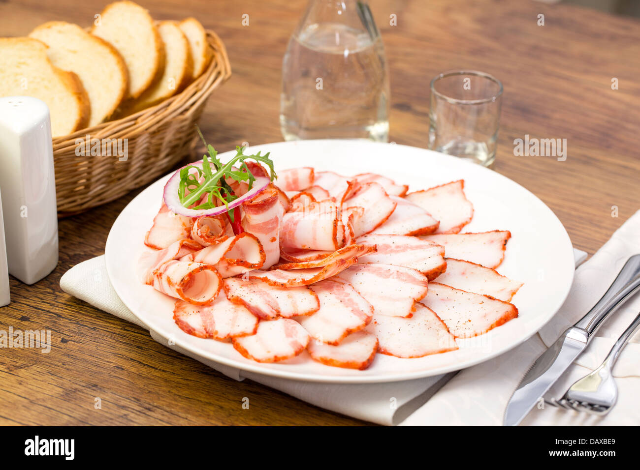 bacon on white background Stock Photo