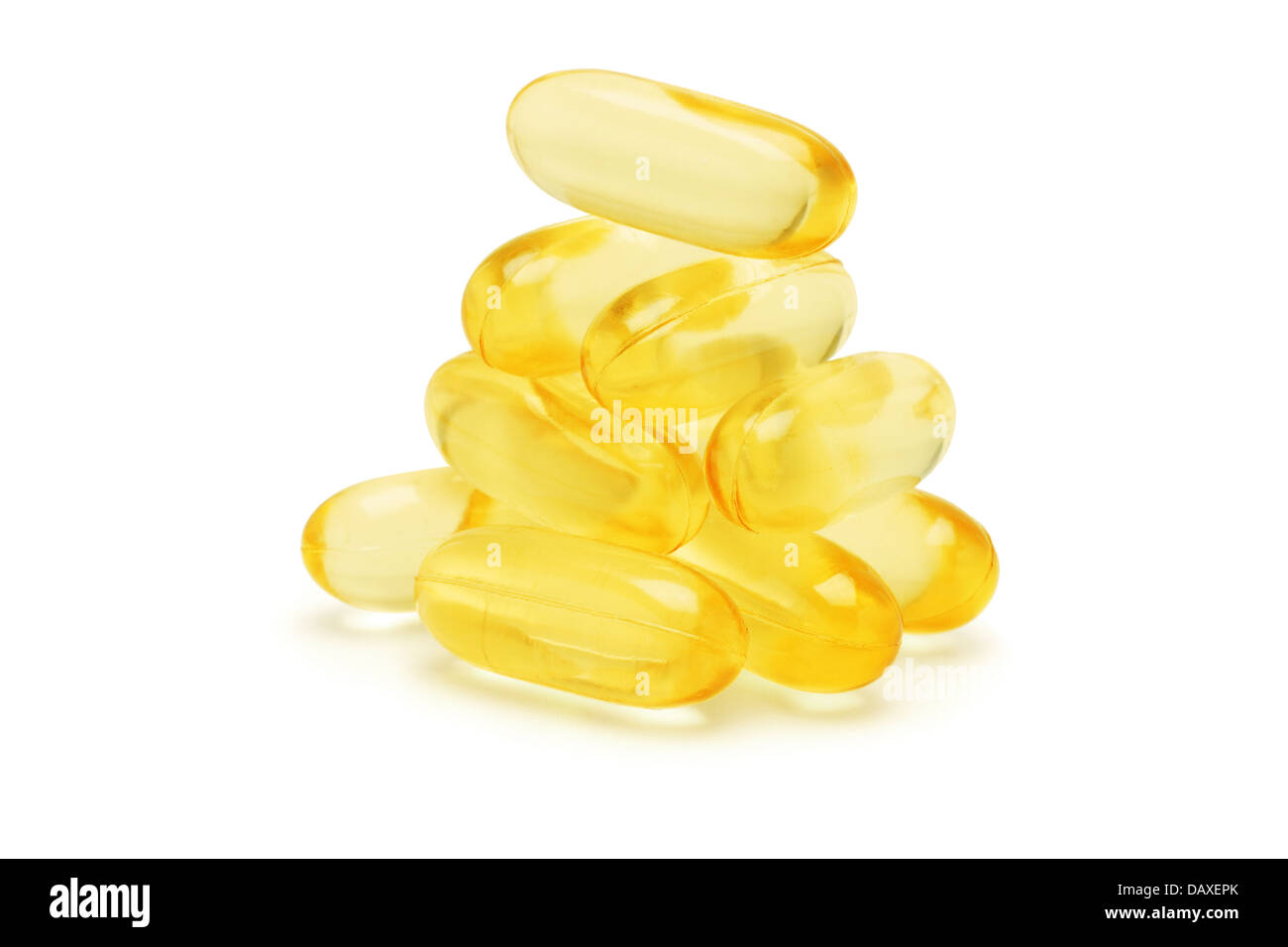Fish Oil Capsules On White Background Stock Photo Alamy