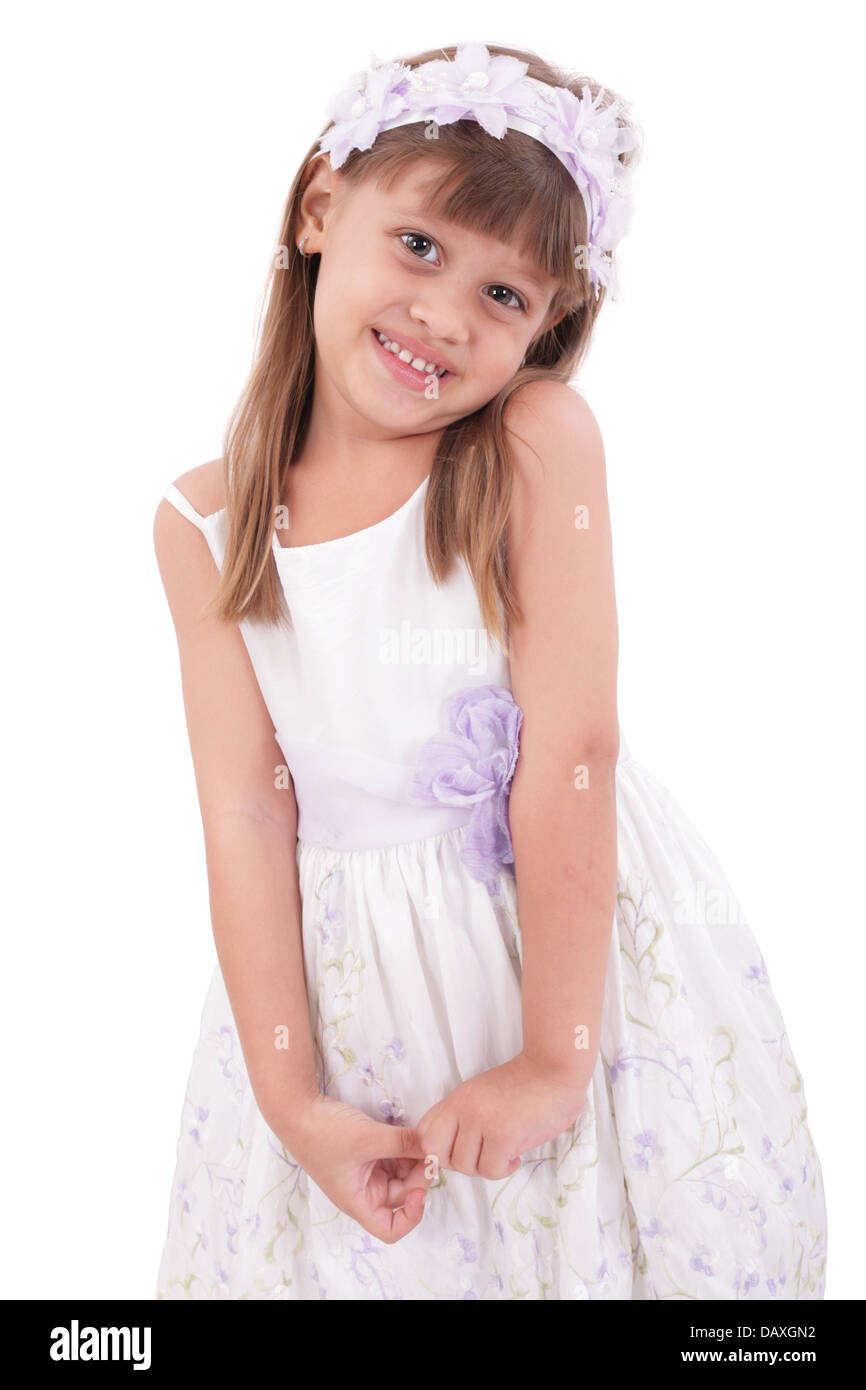 Portrait of a cute little girl, isolated on white Stock Photo - Alamy