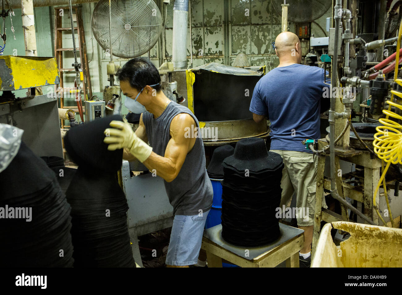 Hat manufacturing at the Bollman Hat Company in Pennsylvania Stock