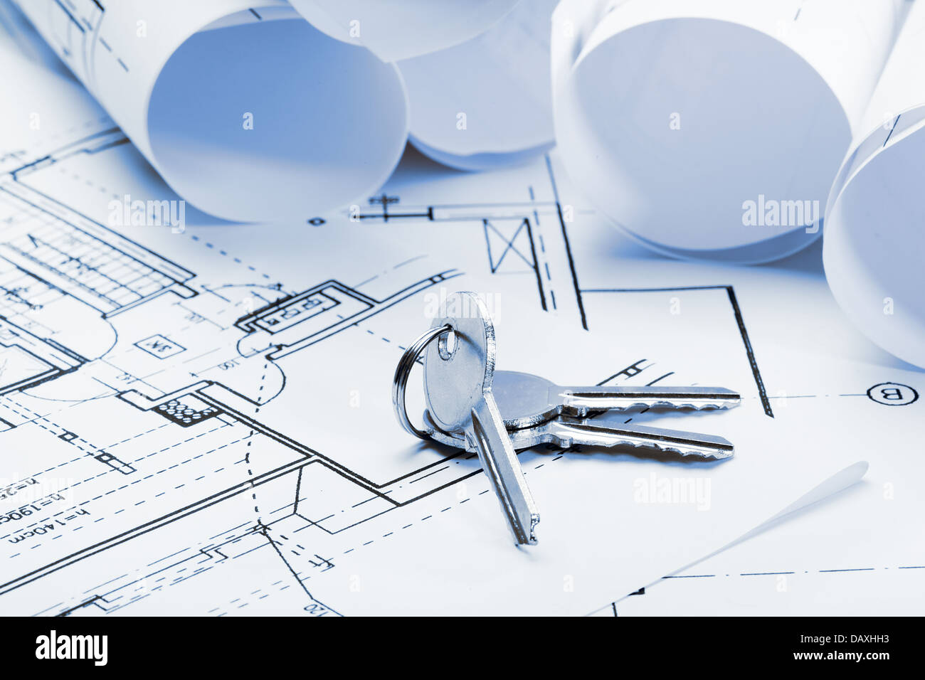 Architecture blueprints, Blue tone Stock Photo - Alamy