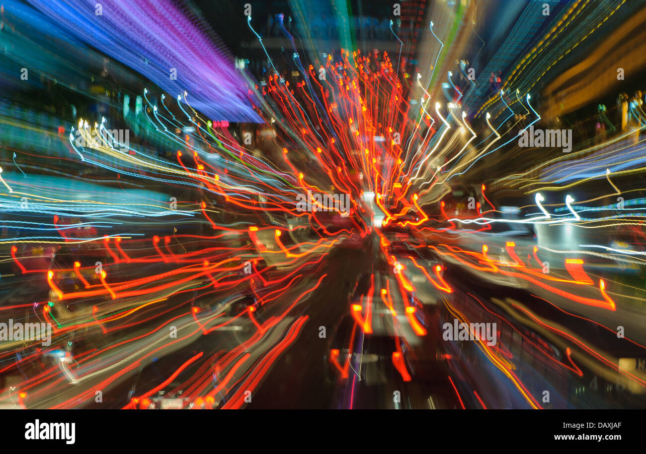 traffic lights in motion blur Stock Photo