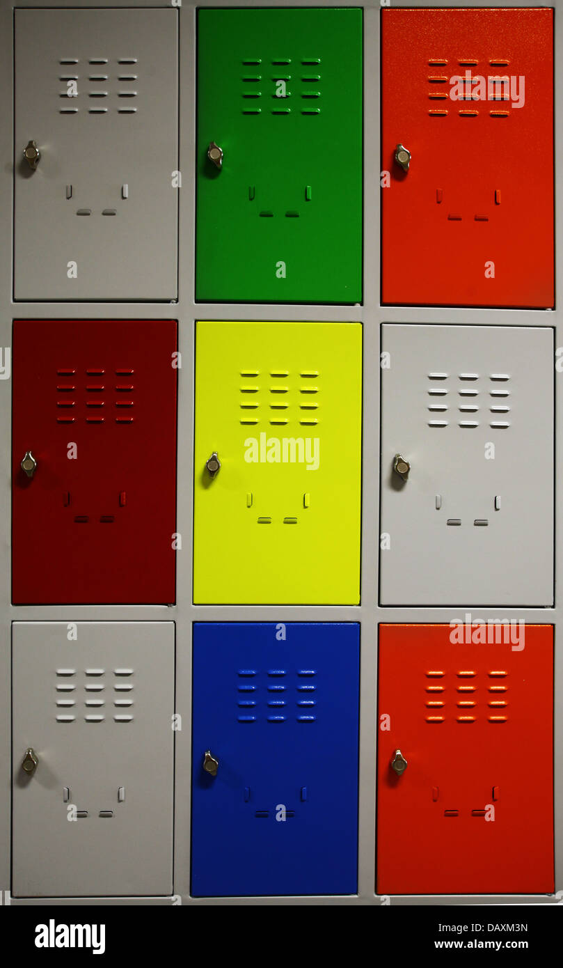 Color shot of some lockers in a highschool Stock Photo