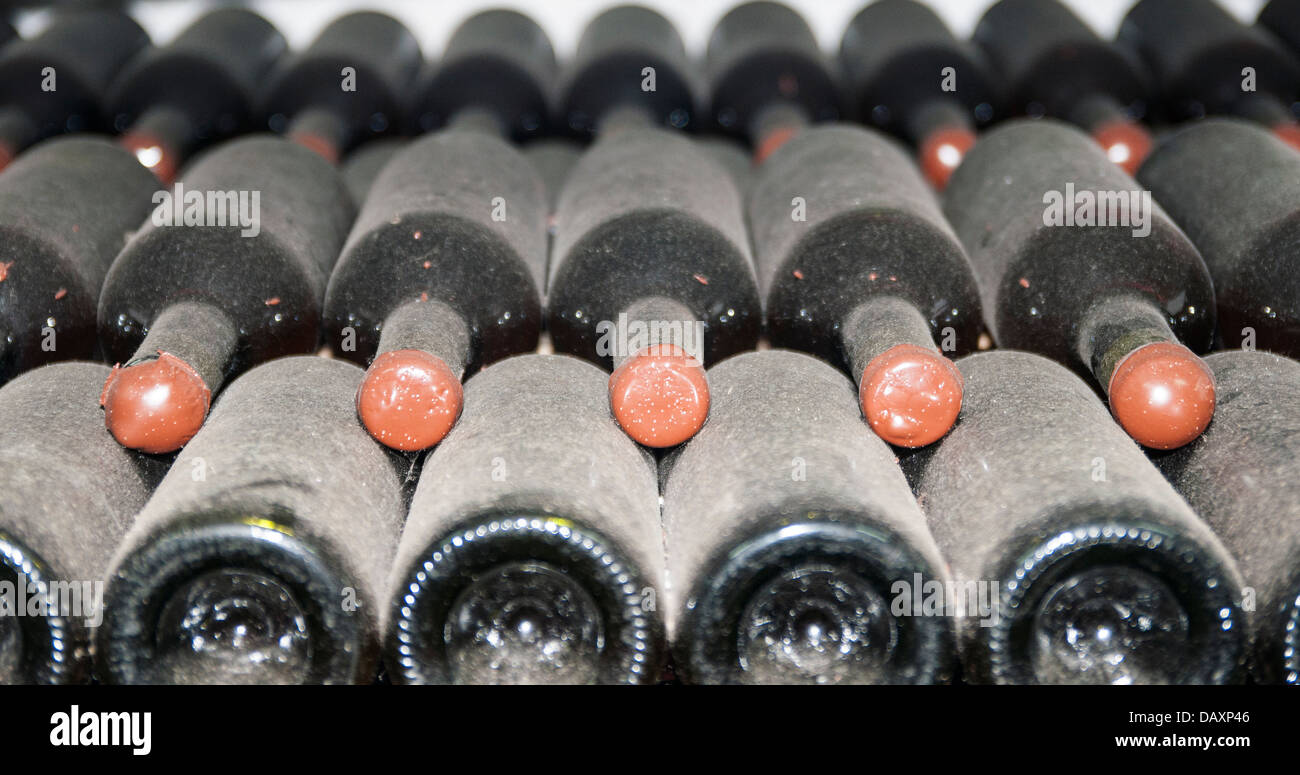 wine bottles stored in the old wine cellar Stock Photo Alamy