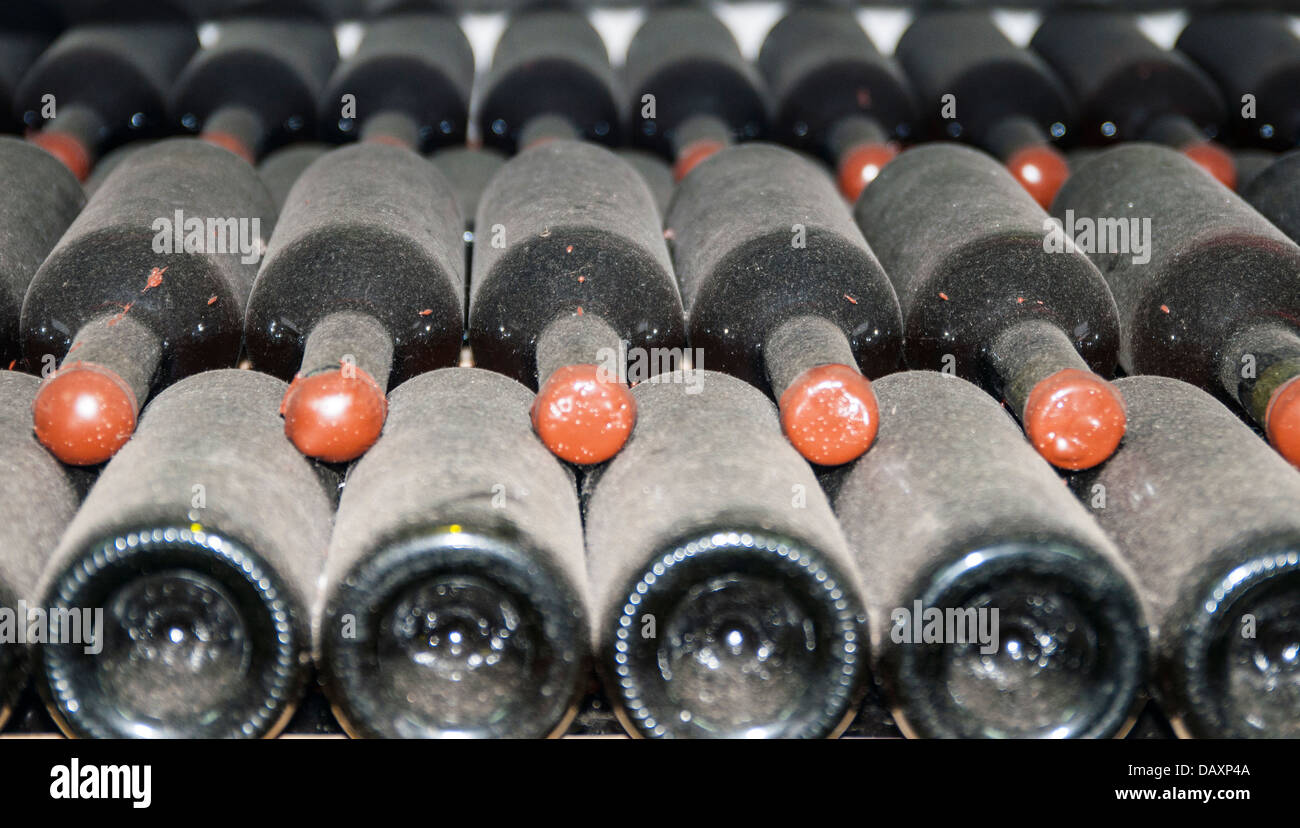 wine bottles stored in the old wine cellar Stock Photo Alamy