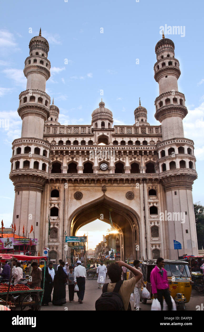 Facade of a Mosque, Charminar, Hyderabad, Andhra Pradesh, India Stock Photo